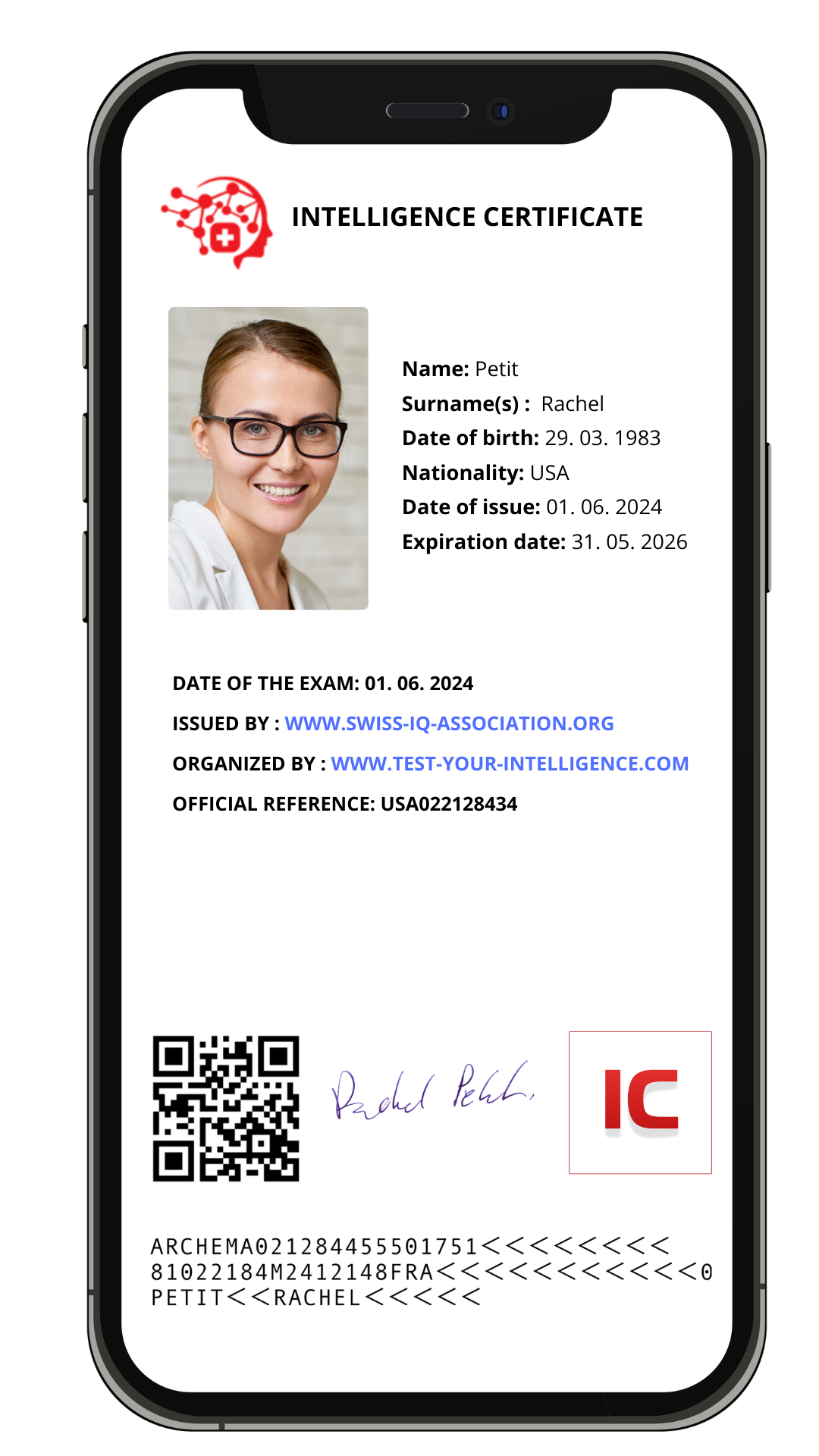 Intelligence Certificate via app